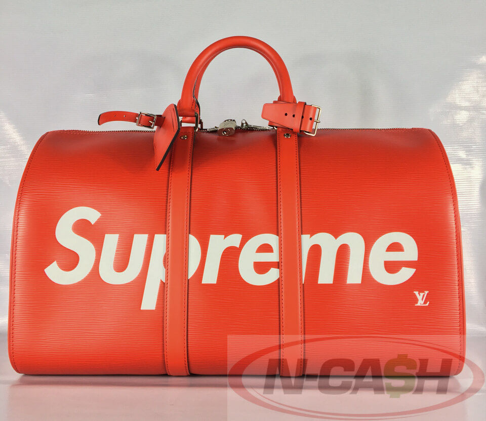 Louis Vuitton X Supreme Keepall Bandouliere Epi Red New Legends