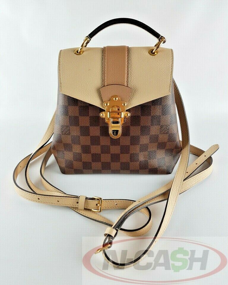 USED Louis Vuitton Clapton Creme Brown Damier Ebene Canvas