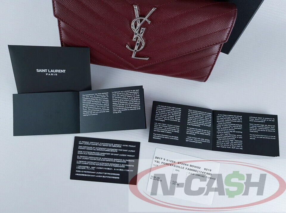 Saint Laurent Large Monogram Flap Wallet - Red