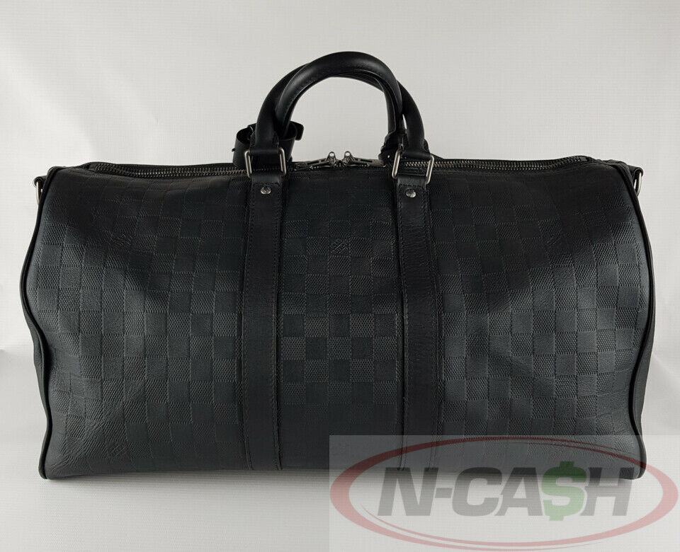 Louis Vuitton Keepall Bandouliere Bag Damier Infini Leather 45 Blue