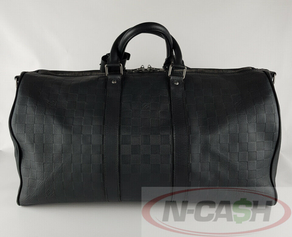 Louis Vuitton Black Damier Infini Leather Keepall 45 Bandouliere