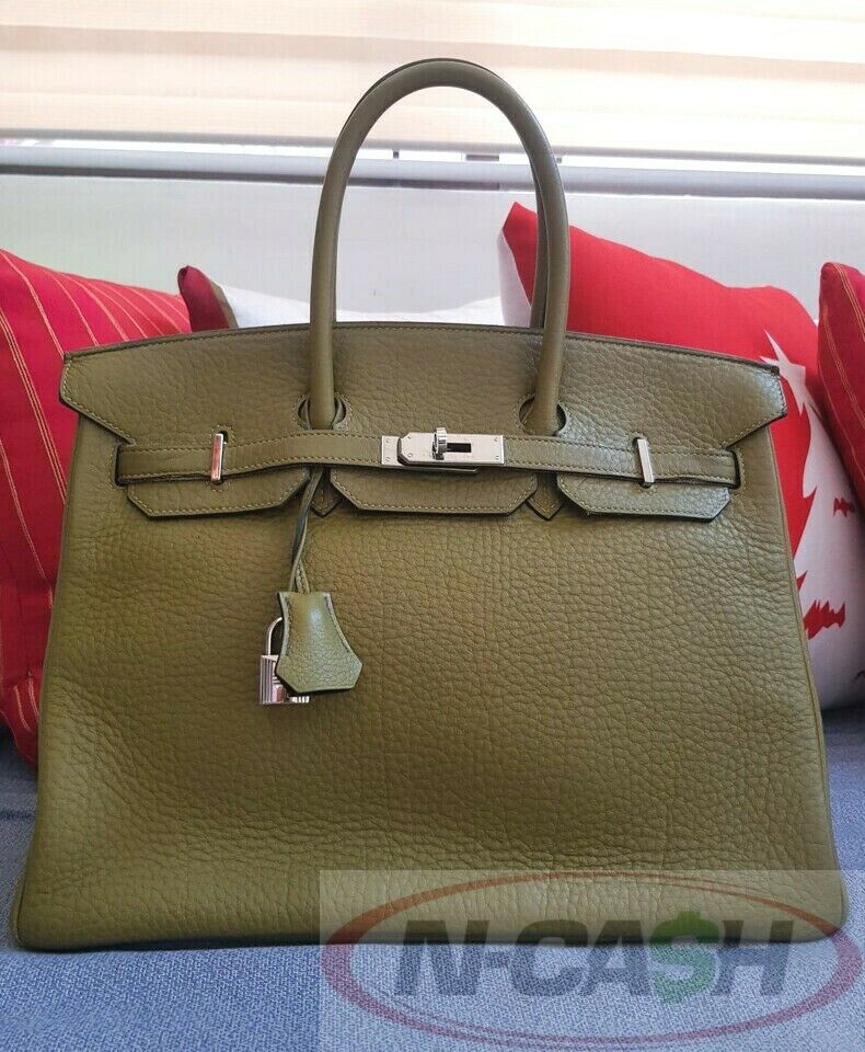 Hermes Birkin 35 Vert Chartreuse Fjord Leather Bag