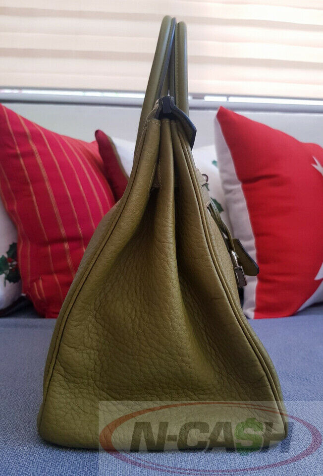 Hermes Birkin 35 Vert Chartreuse Fjord Leather Bag