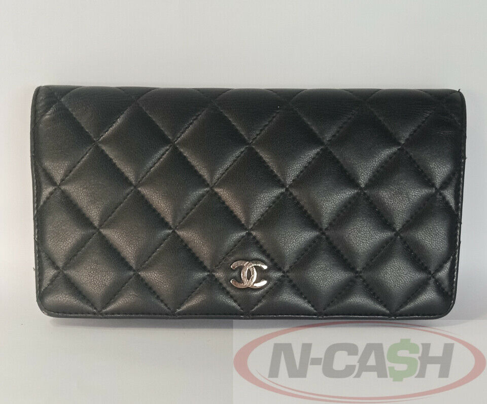Chanel Classic Black Lambskin Leather Bi-fold Wallet