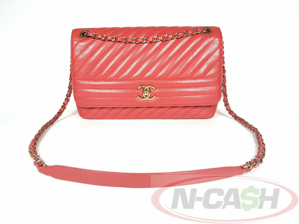 Chanel Large Diagonal Quilted Goat Leather Flap Bag