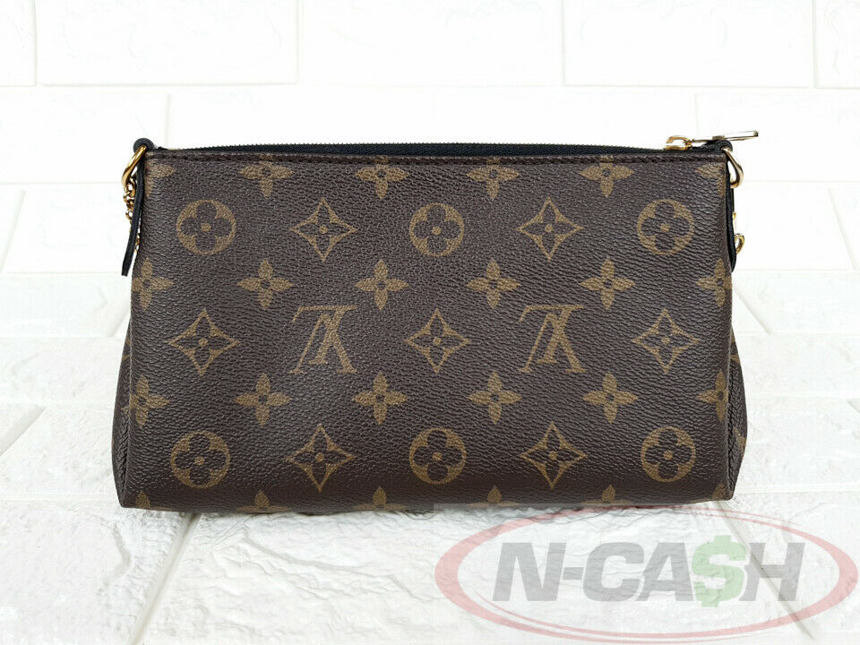 Auth Louis Vuitton Pallas Clutch Monogram Noir M41639 With Dust Invoice  LD430