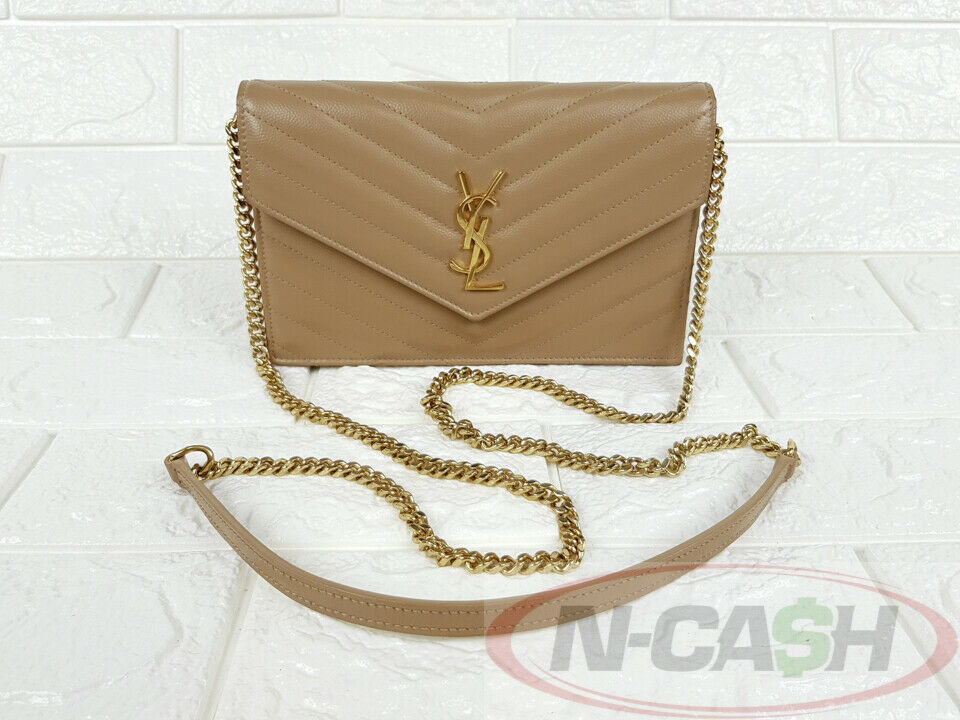 Yves Saint Laurent YSL Envelope Chain Wallet Clutch Bag