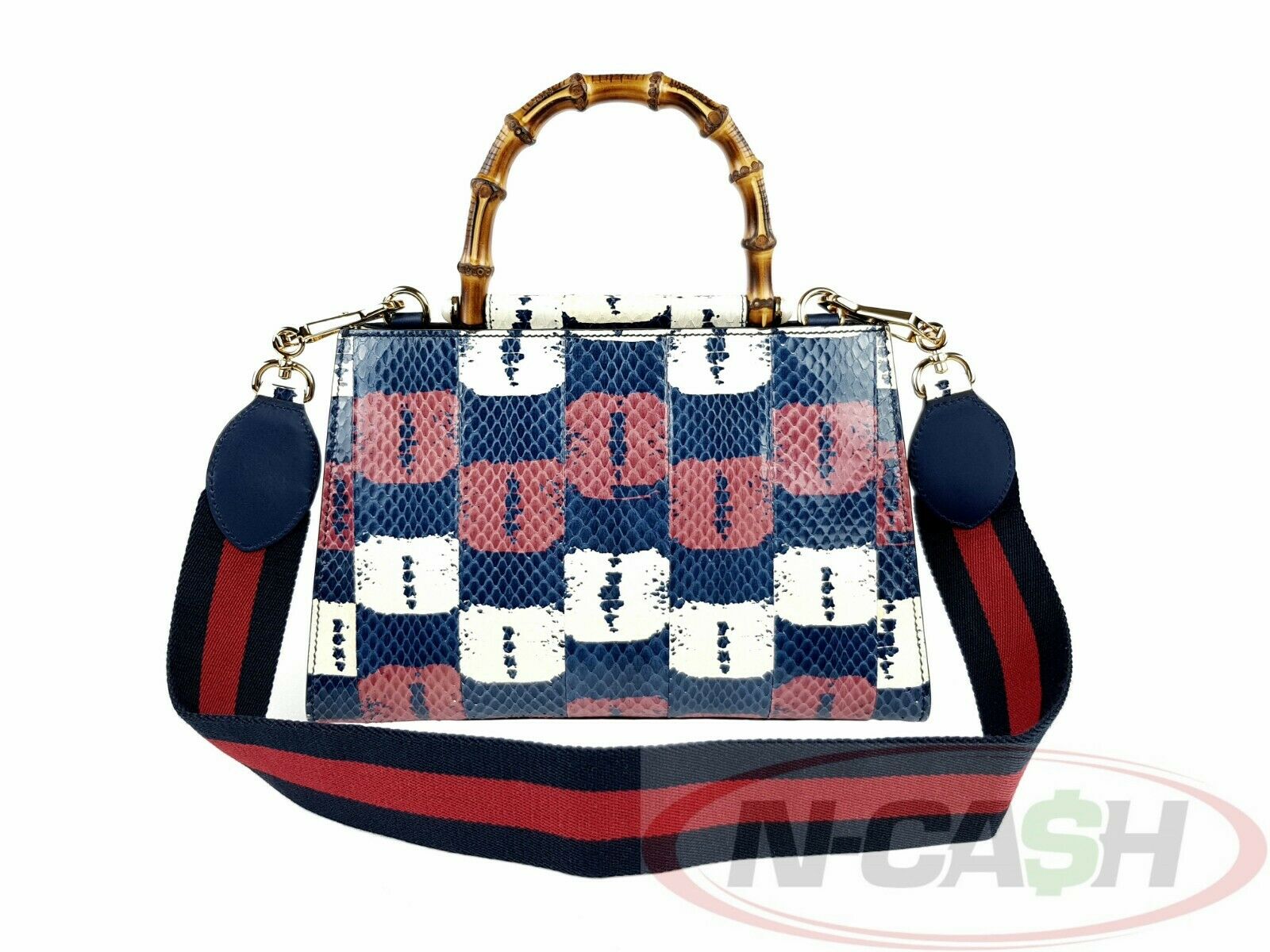 GUCCI Printed Snakeskin Nymphaea Top Handle Bag NCash