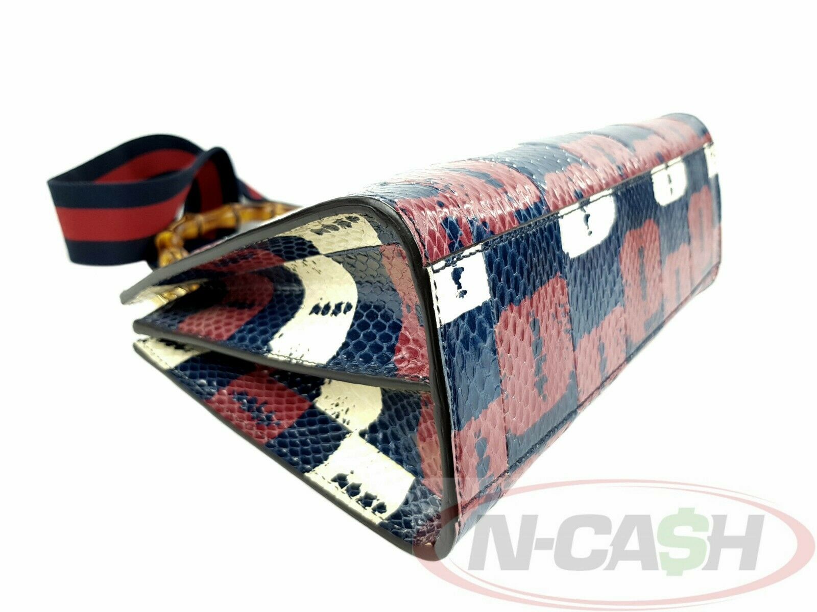 GUCCI Printed Snakeskin Nymphaea Top Handle Bag NCash