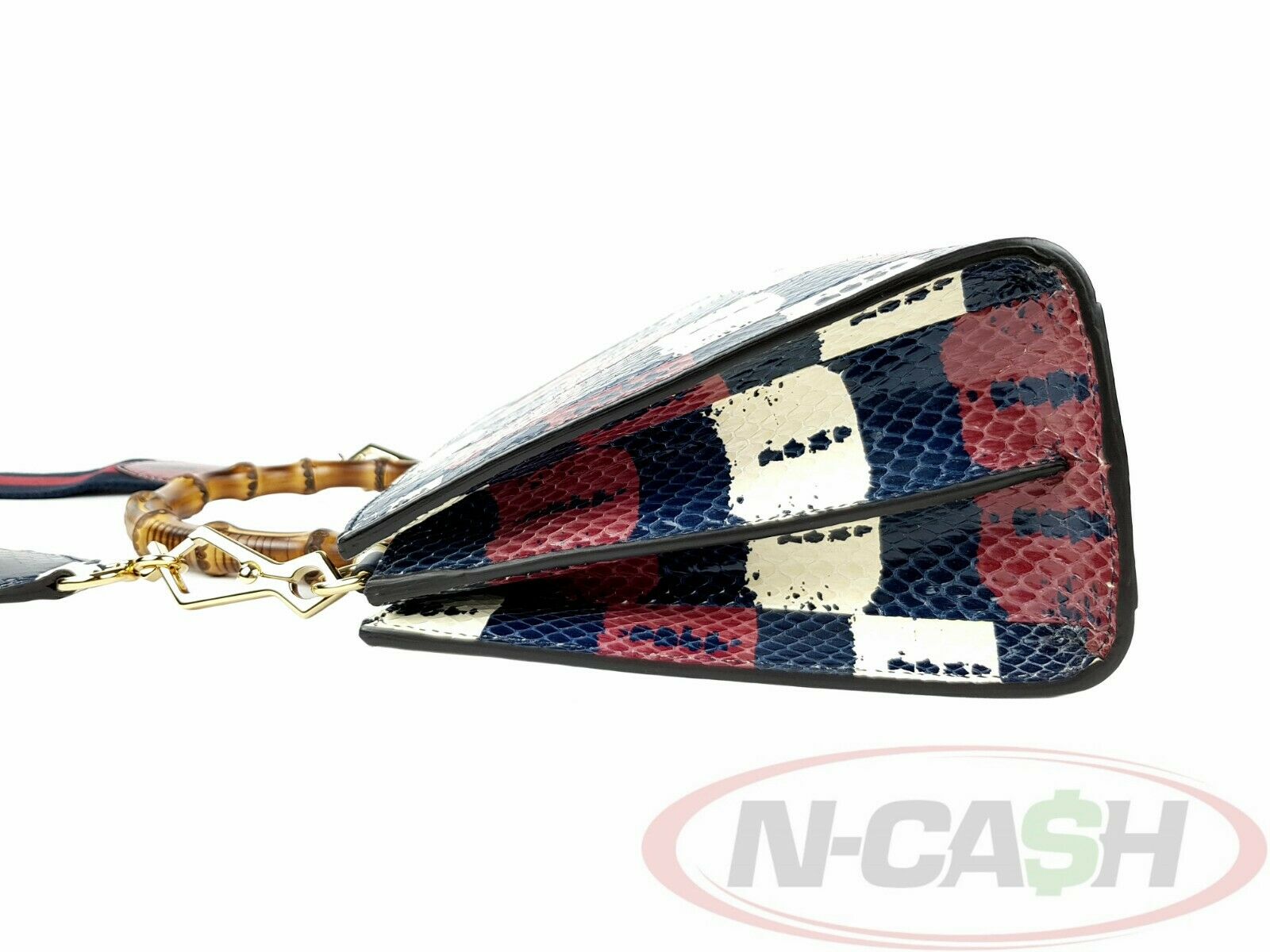 GUCCI Printed Snakeskin Nymphaea Top Handle Bag NCash