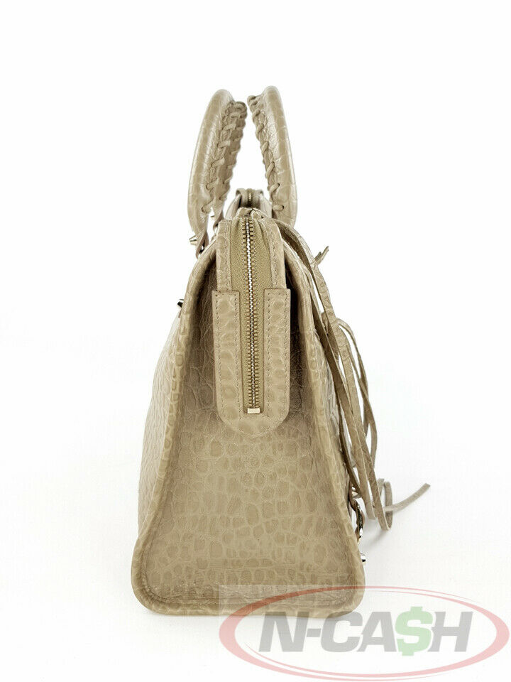 BALENCIAGA City Croc Embossed Leather Beige Bag_pawnshop2