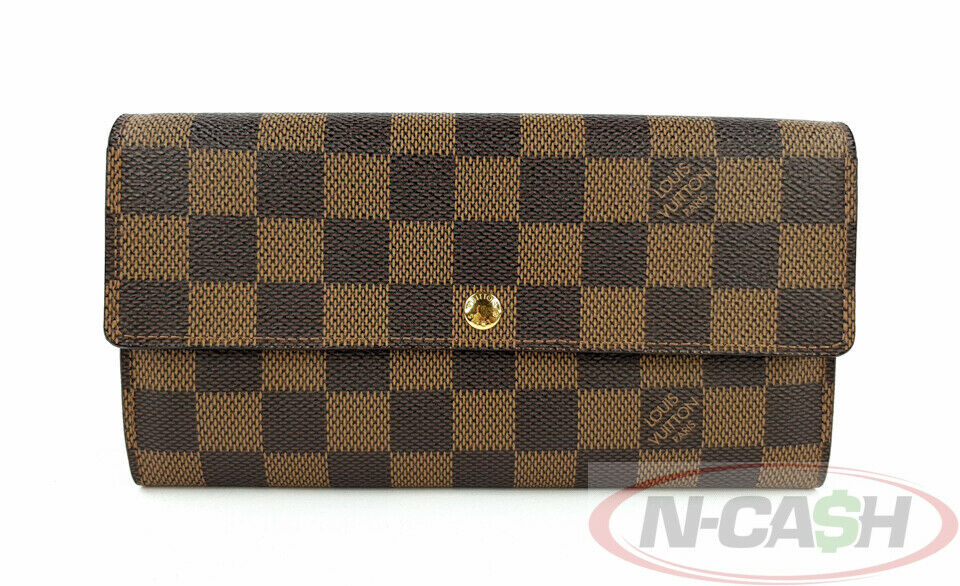 LOUIS VUITTON Sarah Damier Ebene Canvas Long Wallet_pawnshop