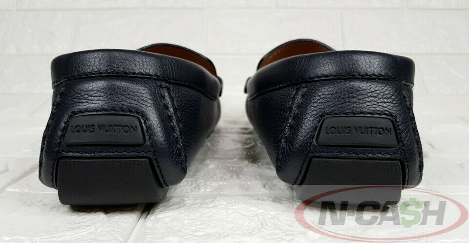 LOUIS VUITTON UK 8.5 Monte Carlo Moccasin Black Taiga Shoes_pawnshop3