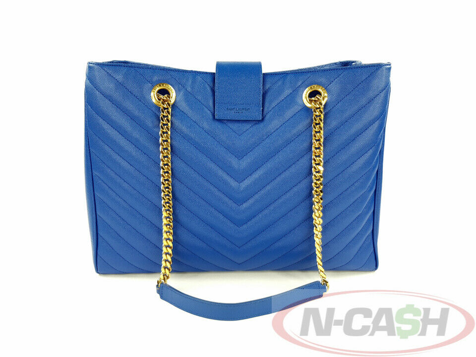 Saint Laurent Cassandre Flap Pouch in Bleu Acier