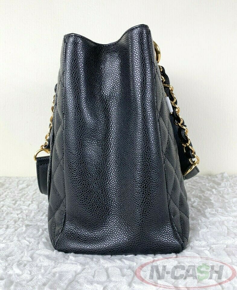 Chanel GST Black Quilted Caviar Leather Tote Bag