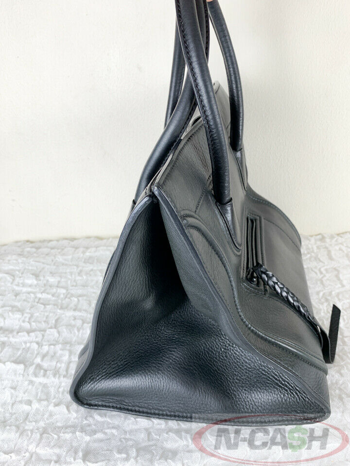 Celine Medium Black Drummed Phantom Leather N Cash