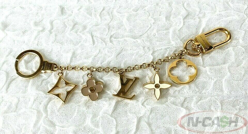 Louis Vuitton Fleur de Monogram Bag Charm Chain Gold Metal