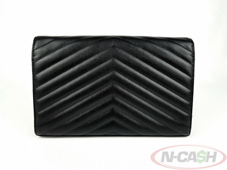 YSL Yves Saint Laurent Black Monogram Chain Wallet Bag_pawnshop1