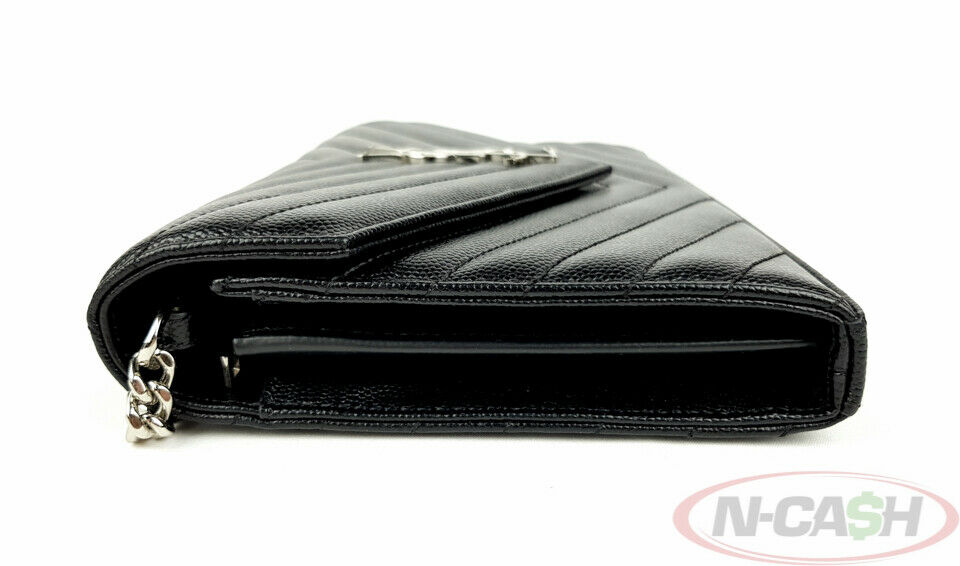 YSL Yves Saint Laurent Black Monogram Chain Wallet Bag_pawnshop2