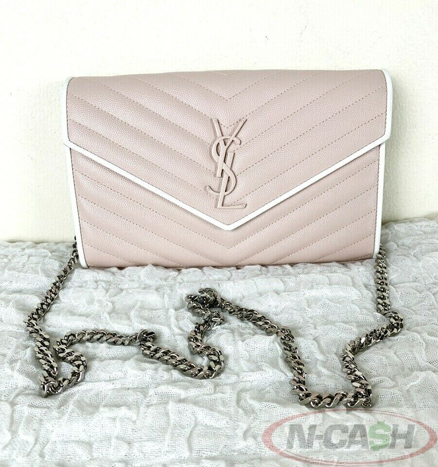 Saint Laurent Monogram Wallet-On-Chain - Pink