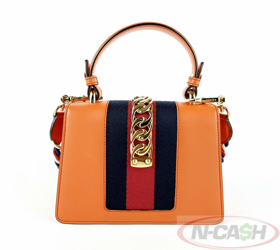 Gucci Orange Mini Sylvie Web Leather Shoulder Bag | N-Cash