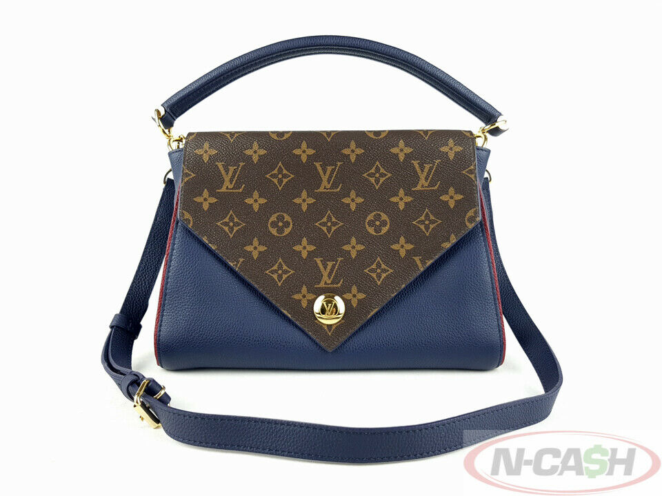 Louis Vuitton Blue Marine Calfskin Leather Monogram Double V