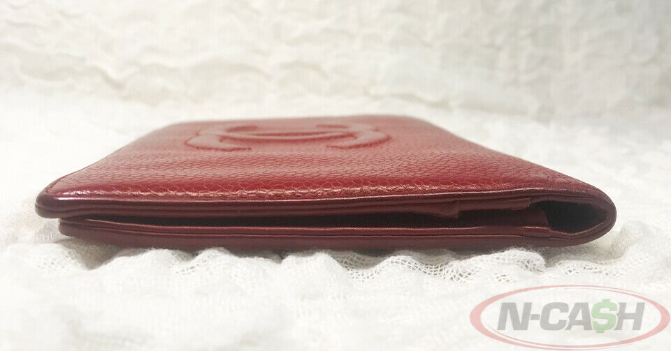 Chanel Red Caviar Leather Long Bifold Wallet