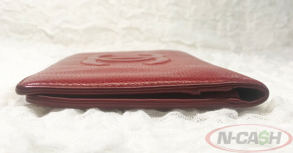 CHANEL Red Caviar Leather Long Bifold Wallet_pawnshop2