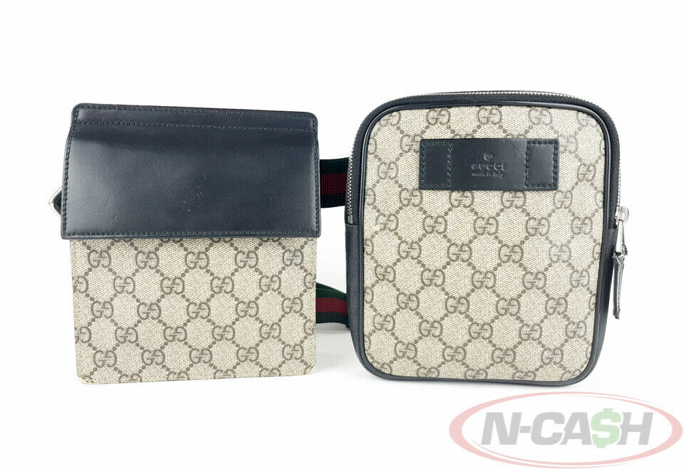 GUCCI GG Supreme Canvas Two Pocket Waist Belt Bag_pawnshop1