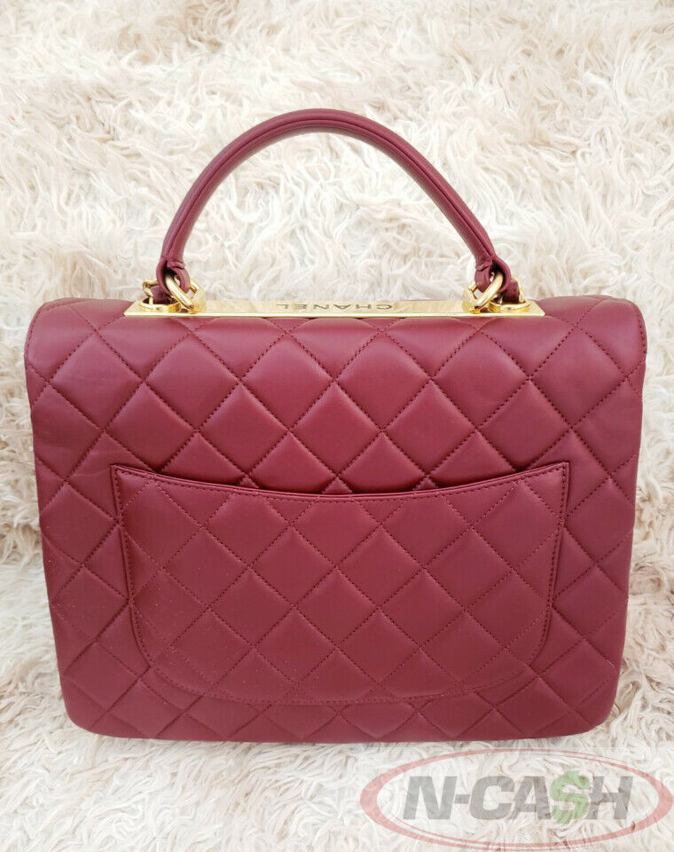 CHANEL Red Lambskin Large Trendy CC Top Handle Flap Bag_pawnshop1