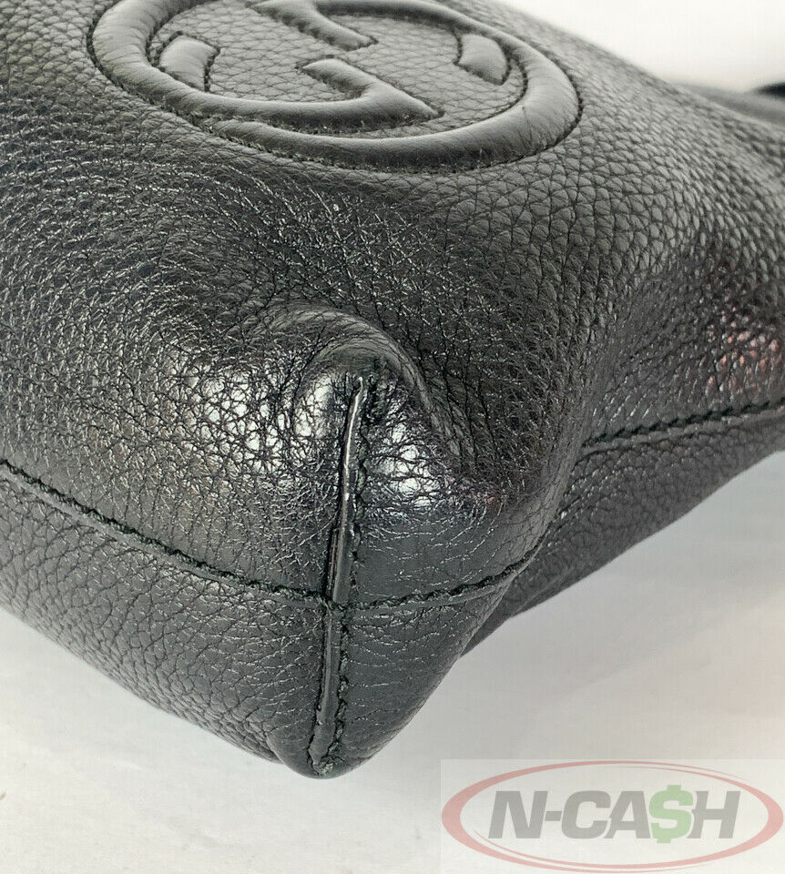 GUCCI GG Logo Black Pebbled Leather Crossbody Bag_pawnshop3
