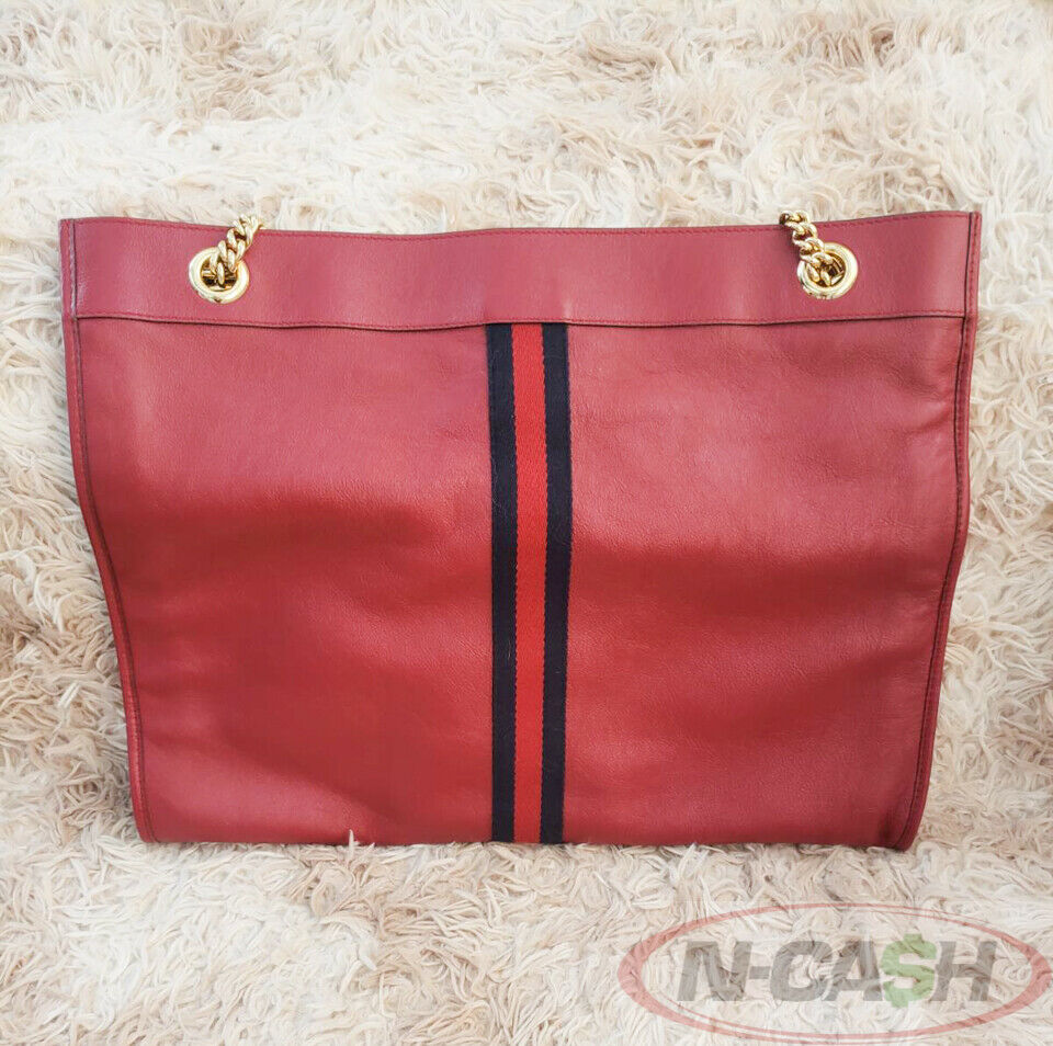 GUCCI Red Rajah Large Leather Tote Bag with Pouch_pawnshop1