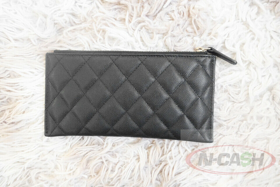 CHANEL Caviar Leather Quilted Zip Pouch Wallet_pawnshop1