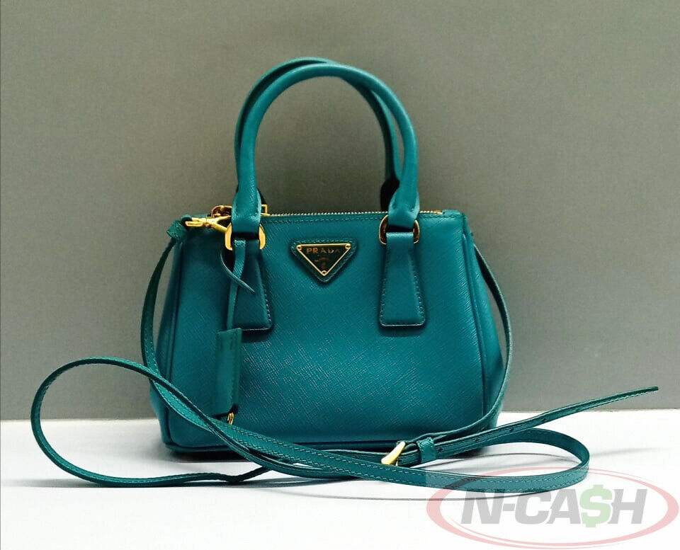 PRADA 1BH907 Mini Saffiano Lux Turchese Double Zip Bag_pawnshop