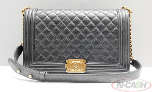 Chanel Le Boy Old Medium 20C Gray/Grey Chevron Caviar with ruthenium  hardware