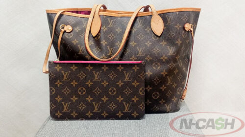 LOUIS VUITTON Neverfull MM Pivoine Tote w Pouch_pawnshop