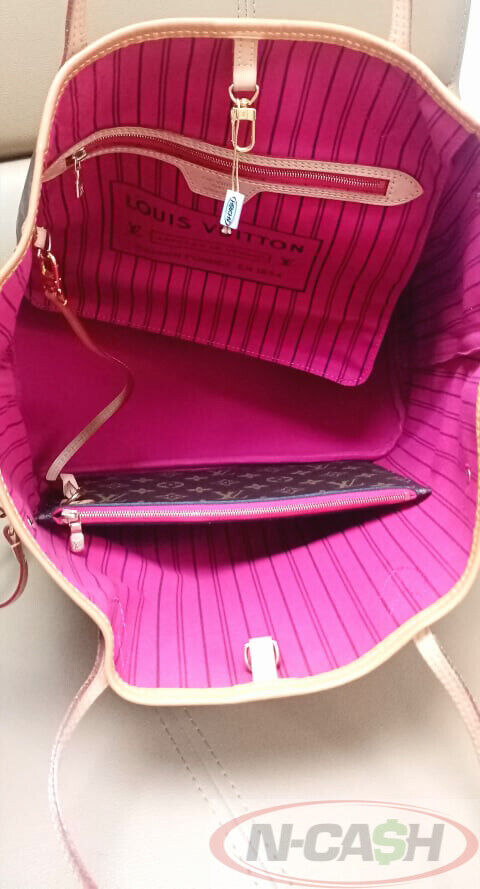 LOUIS VUITTON Neverfull MM Pivoine Tote w Pouch_pawnshop3