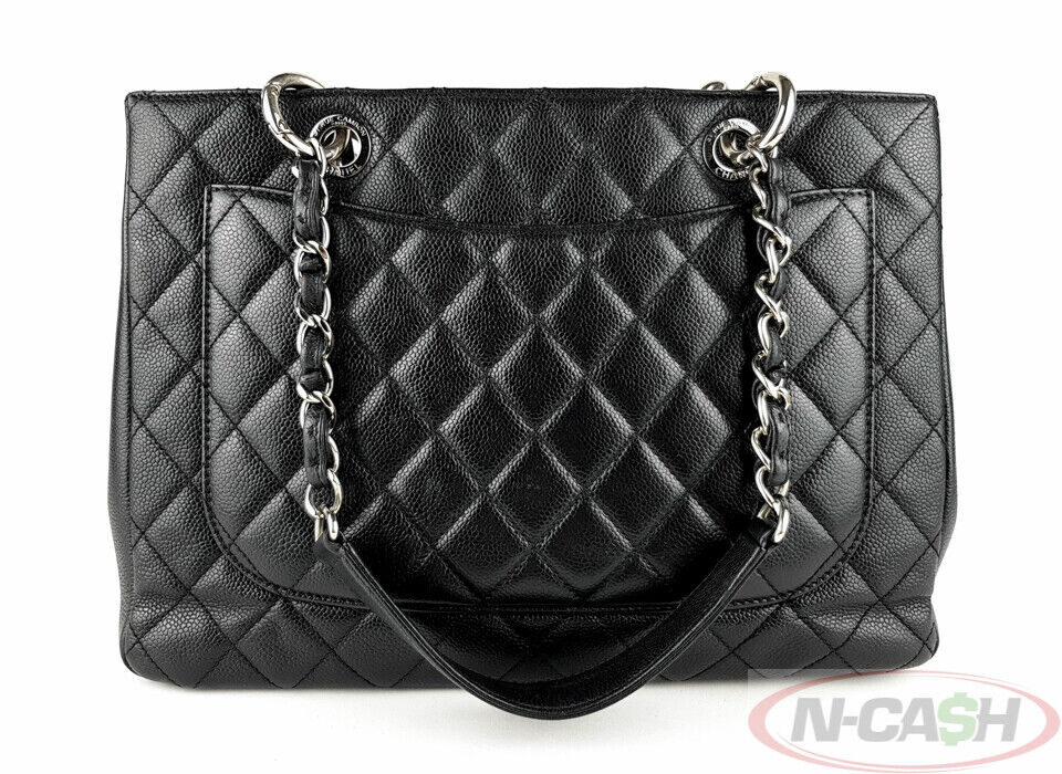CHANEL GST Black Quilted Caviar Leather Tote Bag_pawnshop1