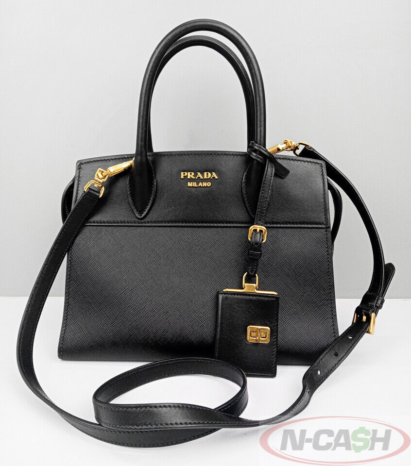 PRADA Nero Small Esplanade Saffiano Calfskin Bag N Cash