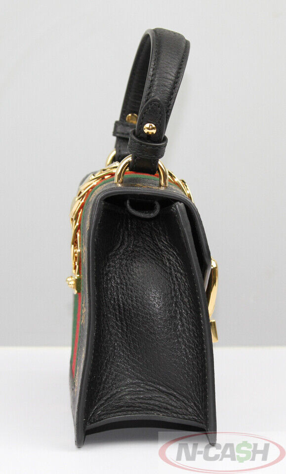 Gucci Black Bee Star Print Leather Small Sylvie Shoulder Bag Gucci