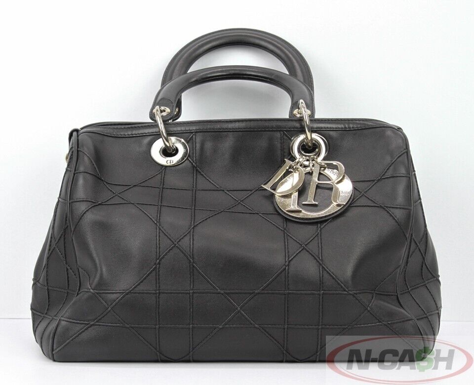 CHRISTIAN DIOR Granville Black Cannage Polochon Bag_pawnshop