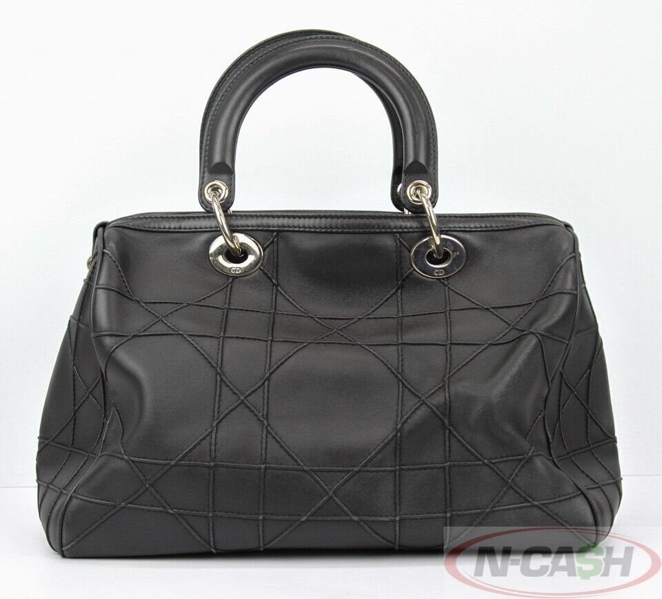 CHRISTIAN DIOR Granville Black Cannage Polochon Bag_pawnshop1
