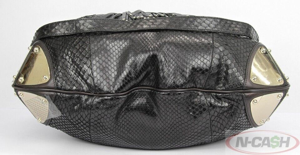 GUCCI Babouska Indy Black Python Leather Hobo Bag_pawnshop3