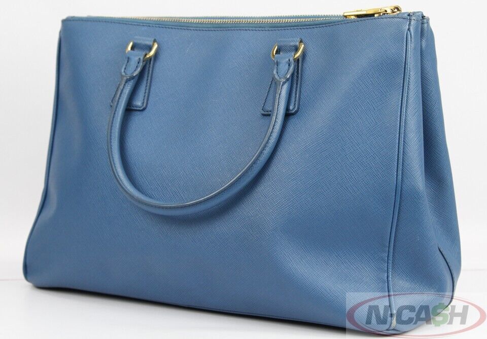 Authentic Prada Blue Saffiano Lux Leather Tote Bag