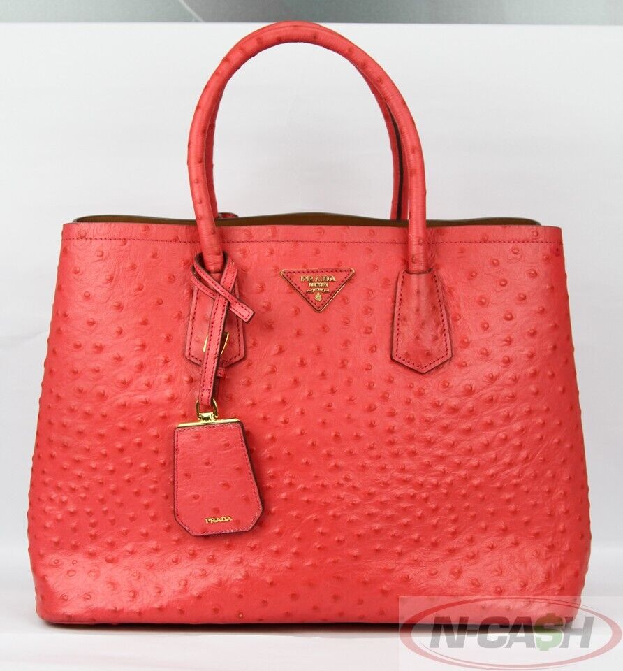 PRADA Saffiano Cuir Ostrich Double Tote Bag_pawnshop