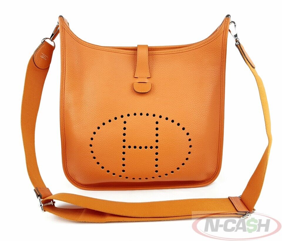 Hermes Evelyne PM Orange Clemence Crossbody Bag NCash