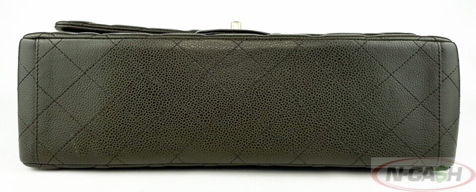 CHANEL Dark Green Caviar Maxi Double Flap Bag_pawnshop3