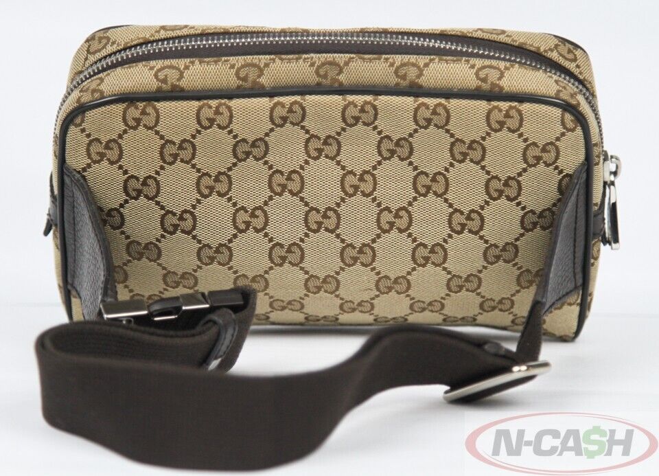 GUCCI BeigeBrown GG Supreme Canvas Fanny Pack Belt Bag_pawnshop2
