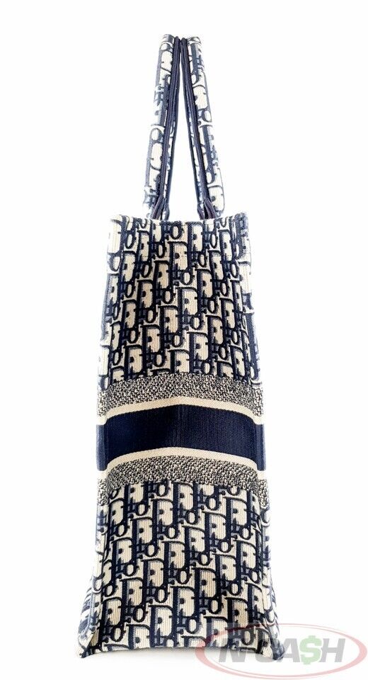 CHRISTIAN DIOR Navy Oblique Book Tote Bag_pawnshop2