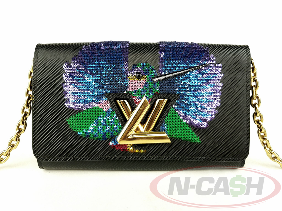 Louis Vuitton Black EPI Leather Sequin Bird PM Twist Bag